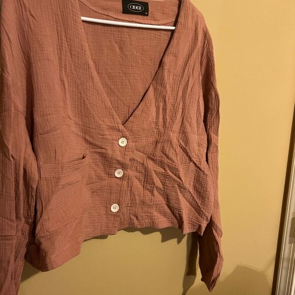 Cider gauze button front crop top M - Picture 5 of 7